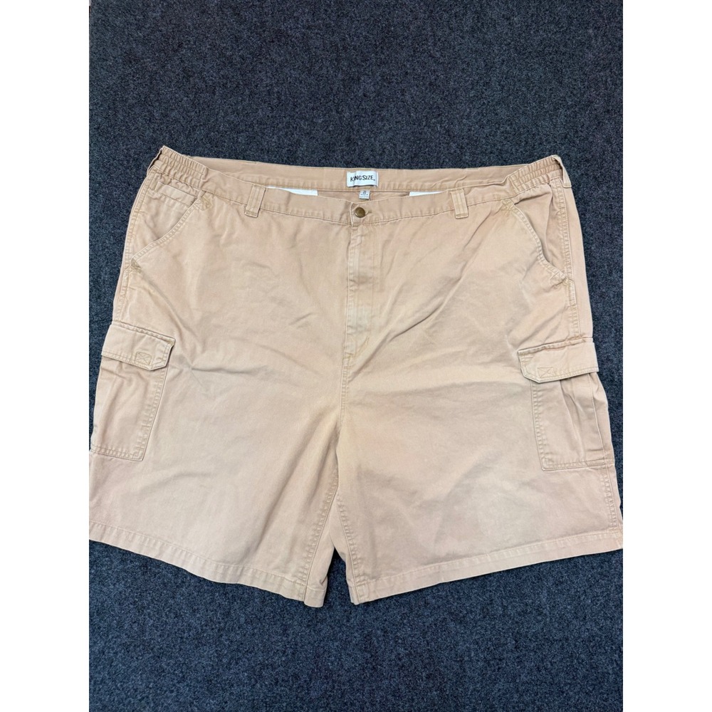 KingSize Mens 54 Big Khaki Cargo Shorts Tan Cotton Twill Elastic Waist 70-0544-0